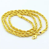 Hip Hop 24K Twisted Rope Necklace for Men & Women Wedding