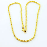 Hip Hop 24K 3MM Rope Twist Electroplating Necklace Wedding Jewelry