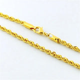 Hip Hop 24K Twisted Rope Necklace for Men & Women Wedding