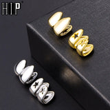 Hip Hop Plated Teeth Caps Grillz Top & Bottom Charm Grills Gift