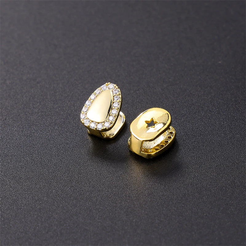 Iced Caps Teeth Grillz Plated Cubic Zircon Micro Pave Top & Bottom Charms
