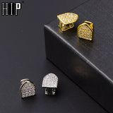 Hip Hop 2pcs Iced Out CapsTeeth Grillz Cubic Zircon Micro Pave Top & Bottom