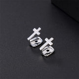 Hip Hop 2pcs Teeth Caps Grillz Cross CZ Micro Pave Top & Bottom Grills