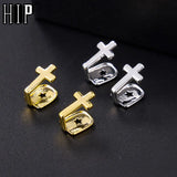 Hip Hop 2pcs Teeth Caps Grillz Cross CZ Micro Pave Top & Bottom Grills