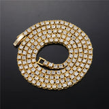 1 Row Iced Out Tennis Chain Necklace Rhinestone Choker Bling Crystal Jewelry