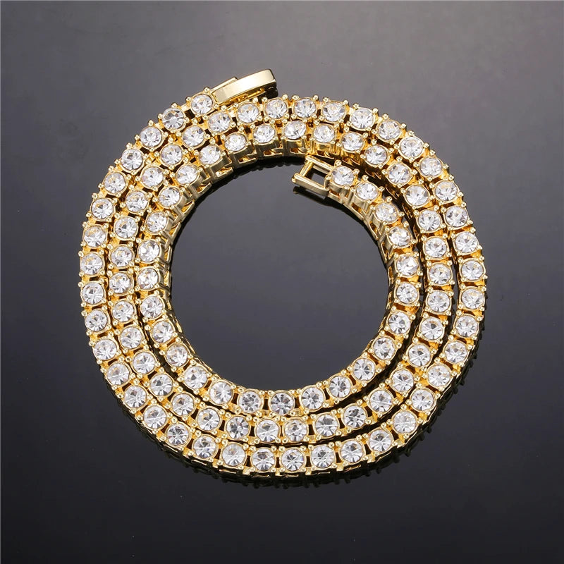 1 Row Iced Out Tennis Chain Necklace Rhinestone Choker Bling Crystal Jewelry