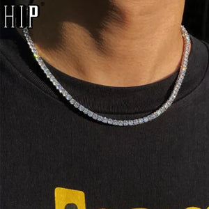 1 Row Iced Out Tennis Chain Necklace Rhinestone Choker Bling Crystal Jewelry