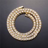 1 Row Iced Out Tennis Chain Necklace Rhinestone Choker Bling Crystal Jewelry