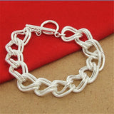 Hip Hop 925 Silver Bracelet Double Circle Interlocking Bracelet Glamour Jewelry