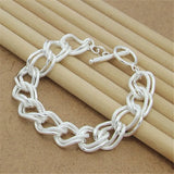 Hip Hop 925 Silver Bracelet Double Circle Interlocking Bracelet Glamour Jewelry
