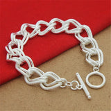 Hip Hop 925 Silver Bracelet Double Circle Interlocking Bracelet Glamour Jewelry