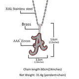 Hip Hop Bling Ice Out Letter A Pendant Necklace for Men