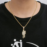 Hip Hop Billie Tilted Head Pendant Necklace Zircon Silver Necklace