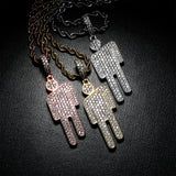 Hip Hop Billie Tilted Head Pendant Necklace Zircon Silver Necklace