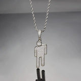 Hip Hop Billie Tilted Head Pendant Necklace Zircon Silver Necklace