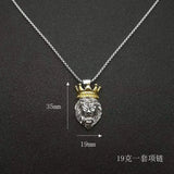 Hip Hop Crown Lion Pendant Necklace for Men