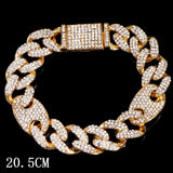 Iced Out Crystal Cuban Link Bracelet For Men Women