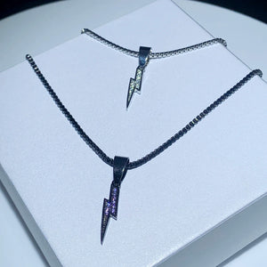 Bling CZ Lightning Pendant Necklace for Men