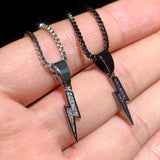 Bling CZ Lightning Pendant Necklace for Men