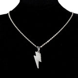 Micro Paved CZ Lightning Pendant Necklace Rope Chain Hip Hop Bling