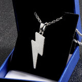 Micro Paved CZ Lightning Pendant Necklace Rope Chain Hip Hop Bling