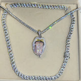 Money Lips Dollar Sign Grill Pendant Necklace with Chain