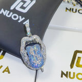 Money Lips Dollar Sign Grill Pendant Necklace with Chain