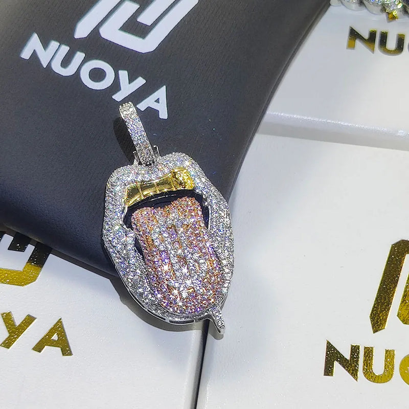 Money Lips Dollar Sign Grill Pendant Necklace with Chain