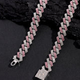 Pink Crystal Cursive Initial Letter Cuban Necklace for Women