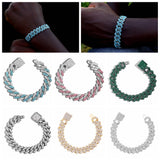 Iced Out Rhinestone Cuban Link Bracelet Hip Hop Rapper Jewelry