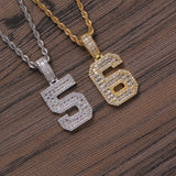 Hip Hop Brass Number Pendant Iced Out Cubic Zircon Men Necklaces