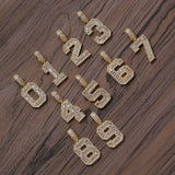 Hip Hop Brass Number Pendant Iced Out Cubic Zircon Men Necklaces