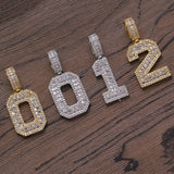 Hip Hop Brass Number Pendant Iced Out Cubic Zircon Men Necklaces