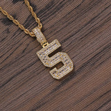 Hip Hop Brass Number Pendant Iced Out Cubic Zircon Men Necklaces