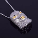Bling Rhinestone Mask Head Pendant Necklace
