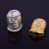 Bling Rhinestone Mask Head Pendant Necklace
