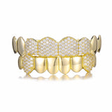 Hip Hop CZ Stones Teeth Grillz Caps Iced Out Micro Pave Top&Bottom