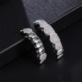Hip Hop CZ Stones Teeth Grillz Caps Iced Out Micro Pave Top&Bottom