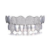 Hip Hop CZ Stones Teeth Grillz Caps Iced Out Micro Pave Top&Bottom