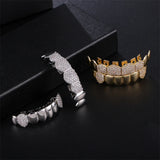 Hip Hop CZ Stones Teeth Grillz Caps Iced Out Micro Pave Top&Bottom