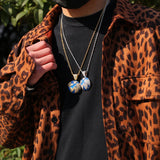 Hip Hop CZ Zircon Stone Paved Bling Iced Out Earth Planet Pendants Necklace