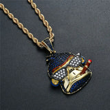 Hip Hop Cartoon Monkey Pendant Necklace Micro Pave Zircon Punk Necklaces