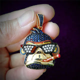 Hip Hop Cartoon Monkey Pendant Necklace Micro Pave Zircon Punk Necklaces