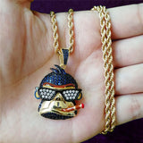 Hip Hop Cartoon Monkey Pendant Necklace Micro Pave Zircon Punk Necklaces