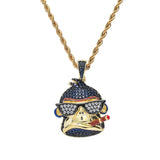Hip Hop Cartoon Monkey Pendant Necklace Micro Pave Zircon Punk Necklaces