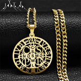 Hip Hop Catholic St. Benedict Pendant Necklace Stainless Steel