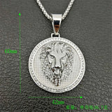 Golden Lion Head Hip Hop Charm Iced Out Bling Pendant Necklace