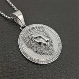 Golden Lion Head Hip Hop Charm Iced Out Bling Pendant Necklace