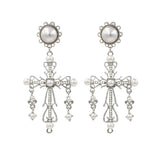 Hip Hop Christmas Jewelry Cross Stud Earrings for Women