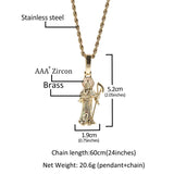 Hip Hop Owl Grim Reaper Pendant Necklace